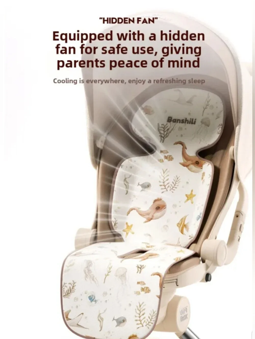 NIB Banshili 3D Airflow Cooling Stroller Pad Line Liner & Cushion Cover